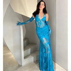 Mermaid Lace V-Neck Party Dress image 5