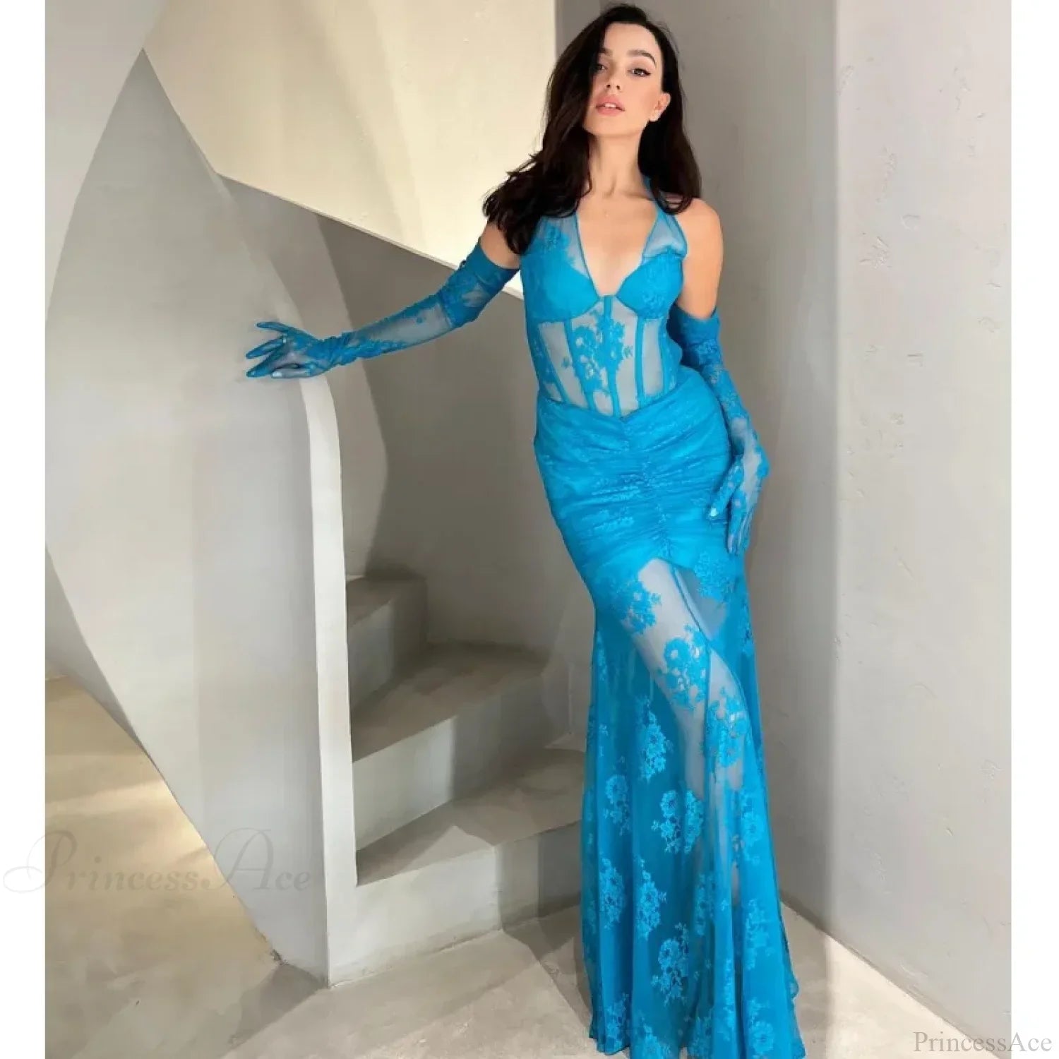 Mermaid Lace V-Neck Party Dress image 5
