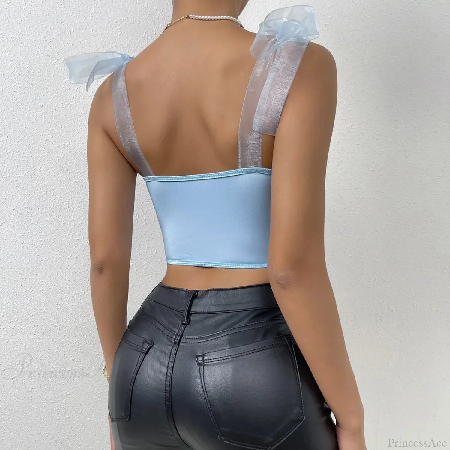 Mesh Bow Floral Corset Fishbone Crop Top image 2