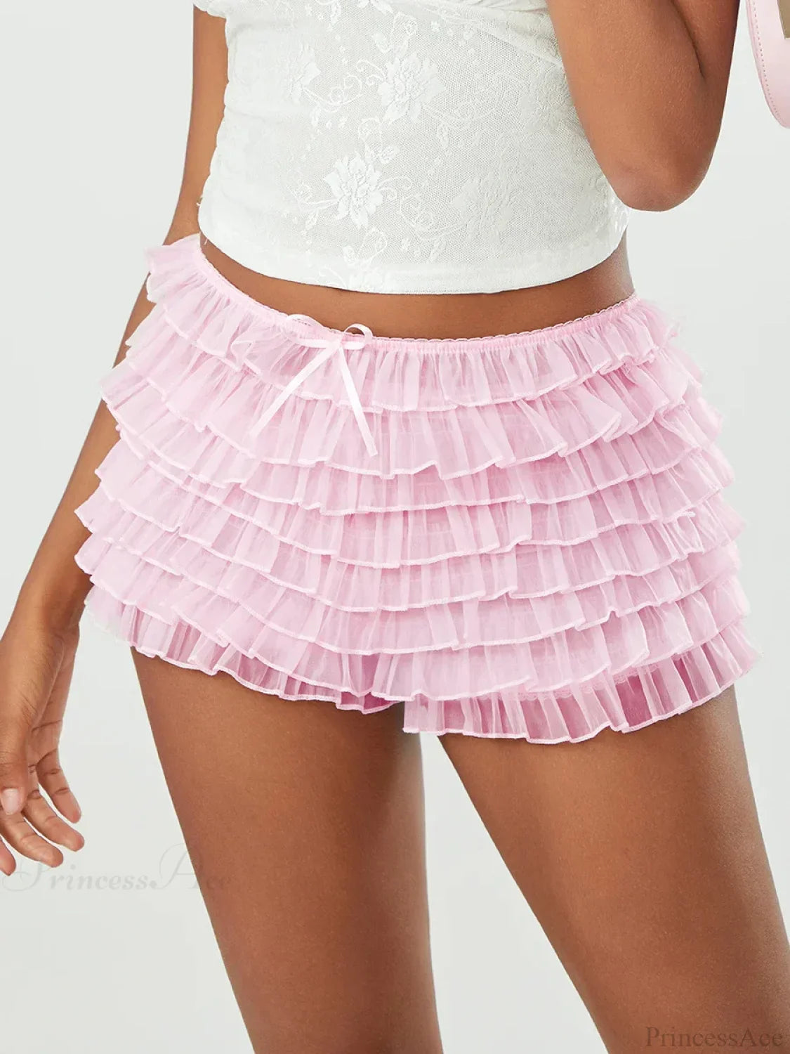 Mesh Bowknot Tiered Ruffle Short image 3