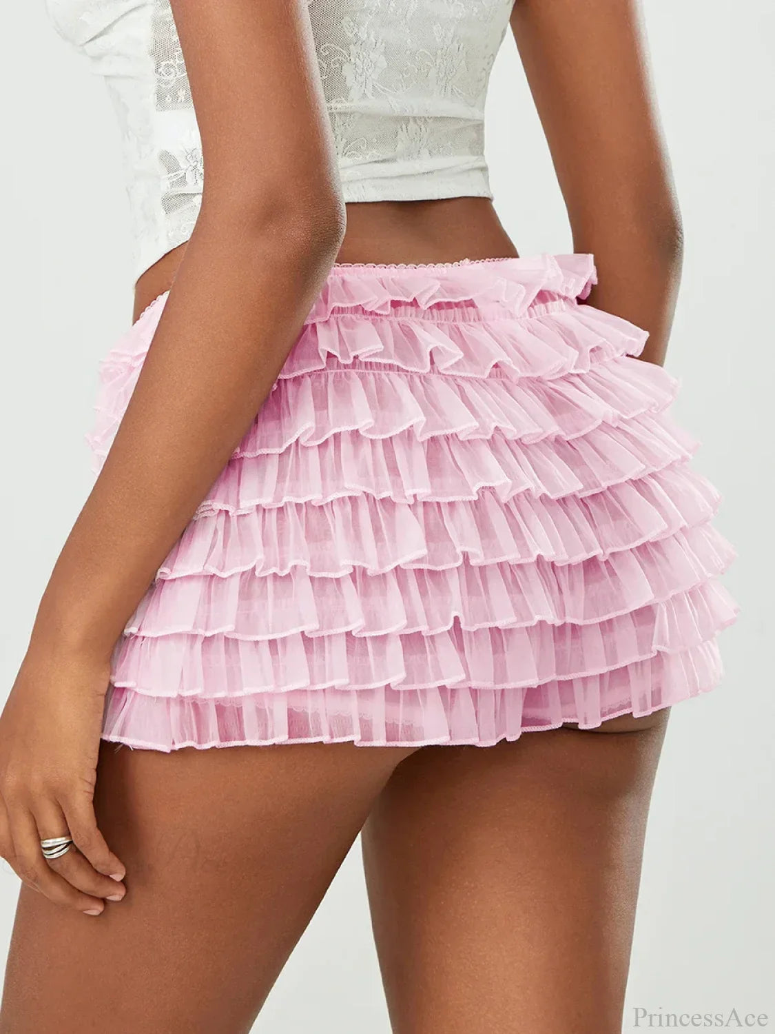 Mesh Bowknot Tiered Ruffle Short image 5