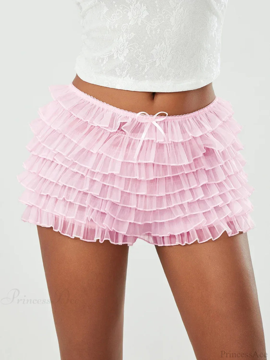 Mesh Bowknot Tiered Ruffle Short image 6