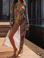 Mesh Cover Up Bikini Set Three Piece Swimsuit image 2