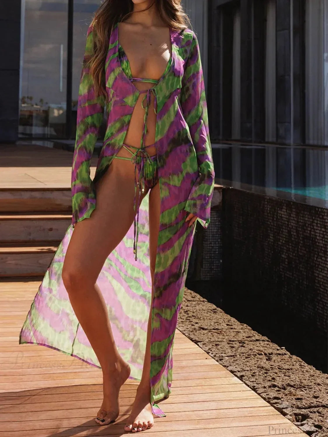 Mesh Cover Up Bikini Set Three Piece Swimsuit image 2