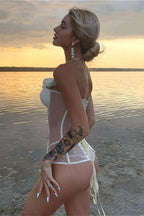 Mesh Cup Lace Up Slim Bustier Corset image 2