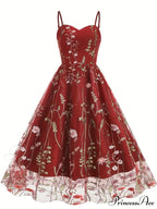 Mesh Floral Embroidery A Line Party Dress for Summer image 8