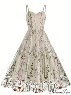 Mesh Floral Embroidery A Line Party Dress for Summer image 6