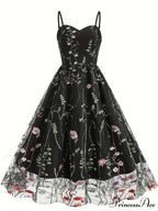 Mesh Floral Embroidery A Line Party Dress for Summer image 1