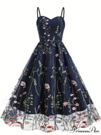 Mesh Floral Embroidery A Line Party Dress for Summer image 2