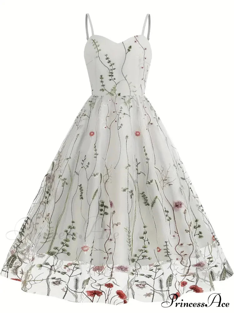 Mesh Floral Embroidery A Line Party Dress for Summer image 4