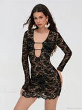 Mesh Flower Babydoll Mini Dress image 1
