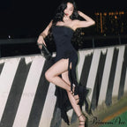 Mesh Fringe Flower Charming Tube Midi Dress image 12
