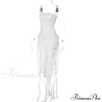 Mesh Fringe Flower Charming Tube Midi Dress image 5