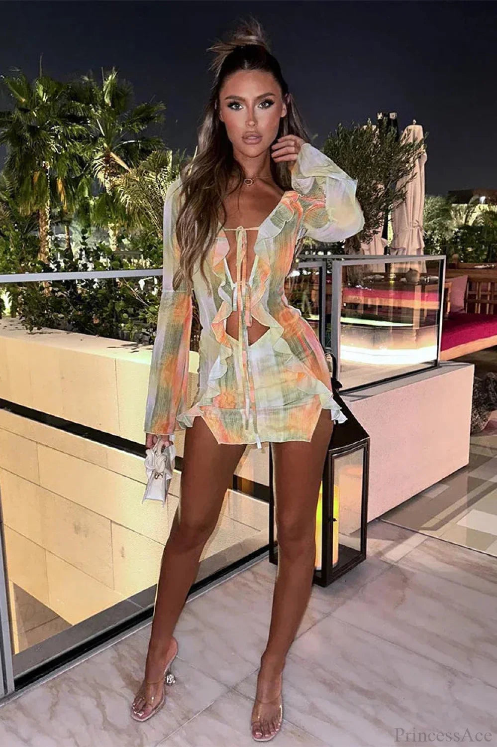 Mesh Hollow Out Transparent Vacation Dress image 1