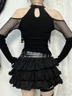 Mesh Hollow Sleeve Knit Top image 4