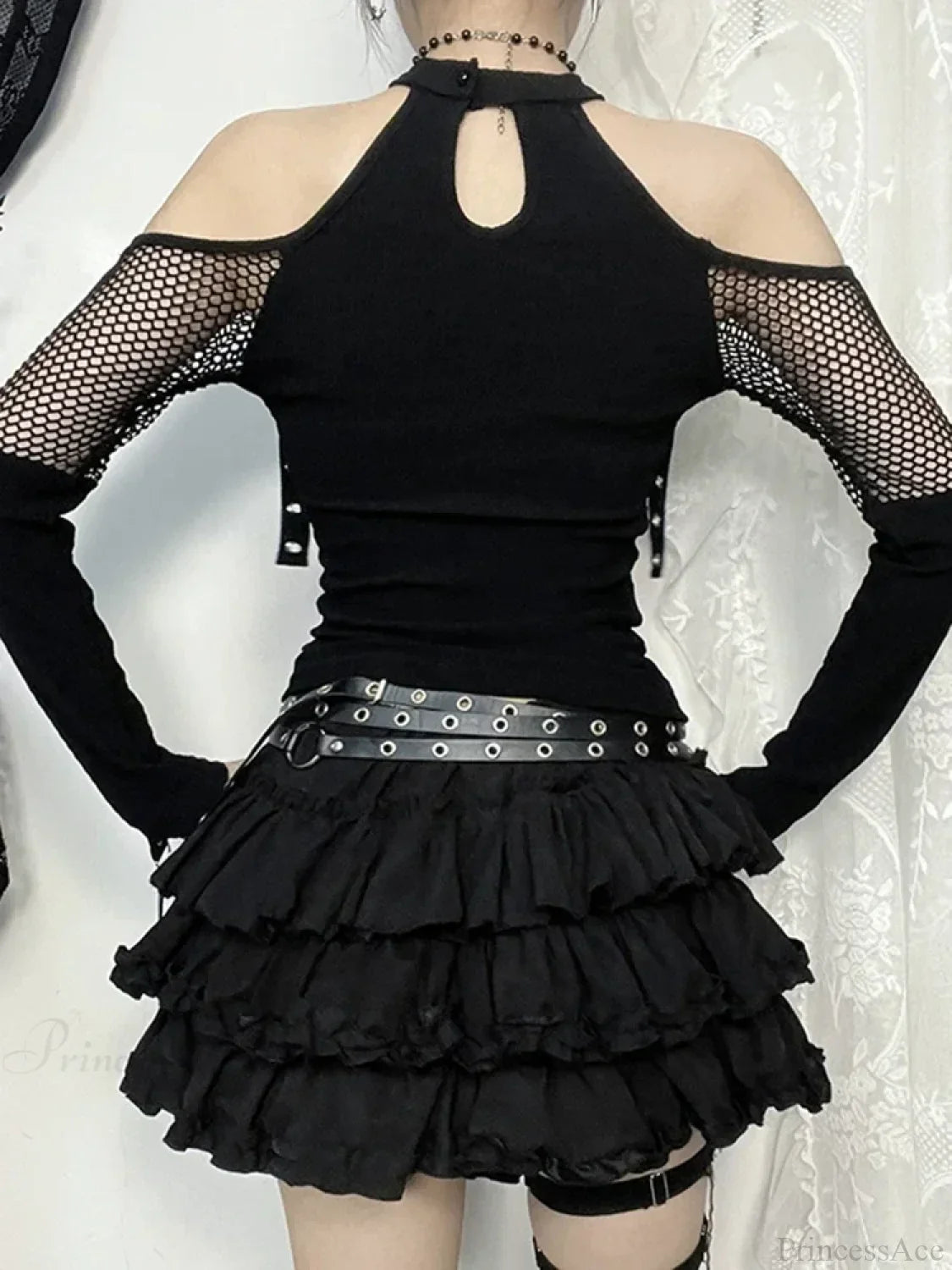 Mesh Hollow Sleeve Knit Top image 4