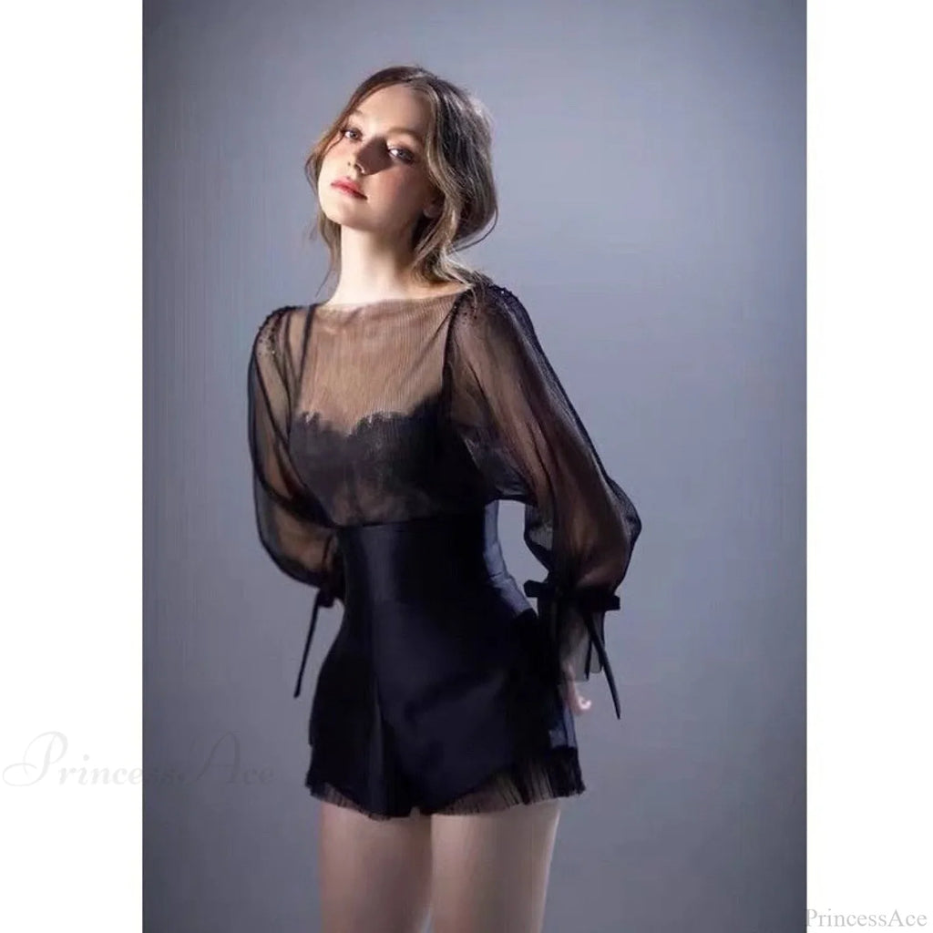 Mesh Lace Slimming Retro Sling Elegant Three Piece Set image 3