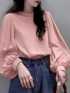 Mesh Lantern Sleeve Blouse Spring Tunic Blouse image 3
