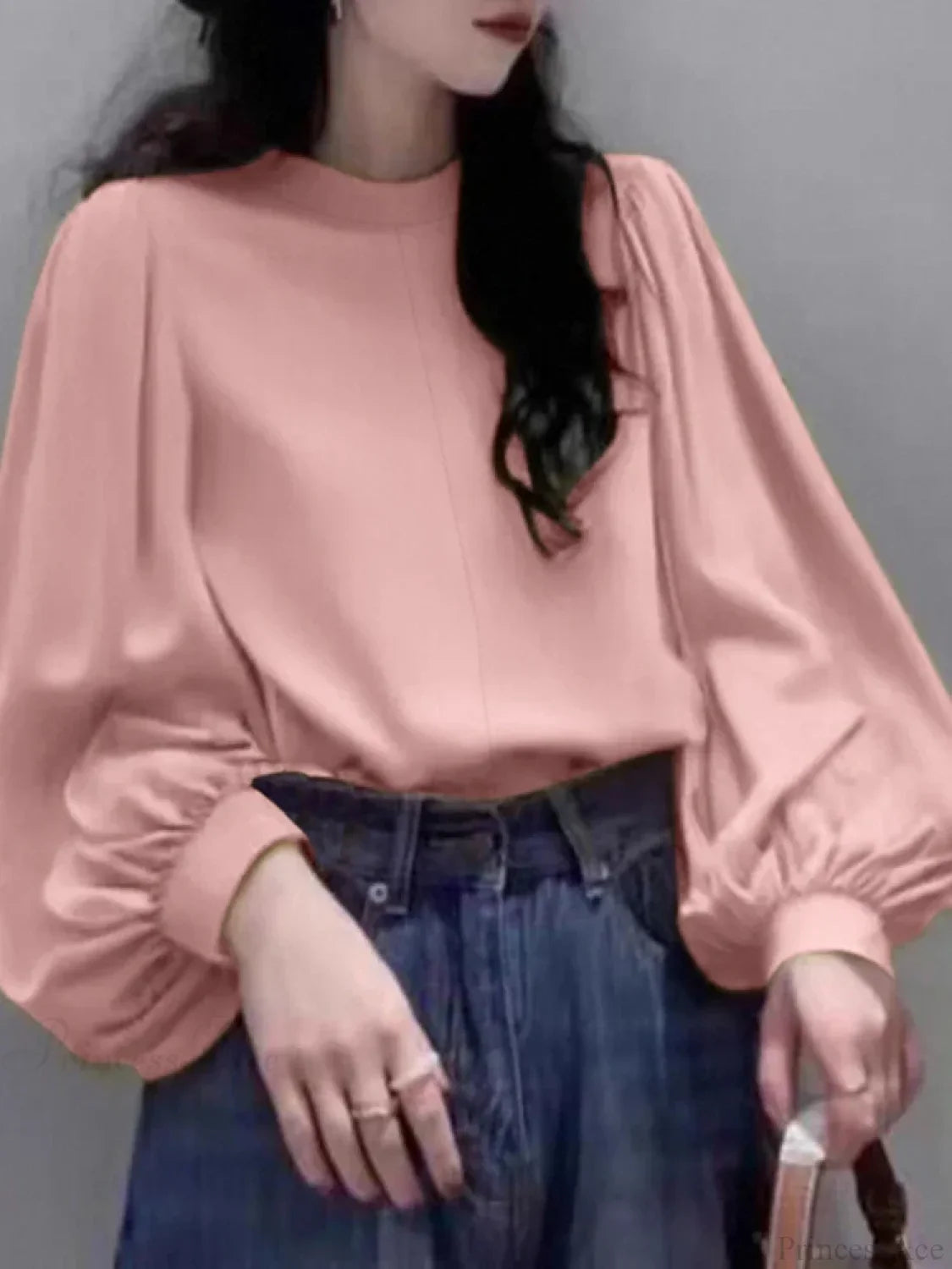 Mesh Lantern Sleeve Blouse Spring Tunic Blouse image 4