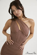 Mesh One Midi Elegant Bodycon Warm-Season Shoulder Dress image 7