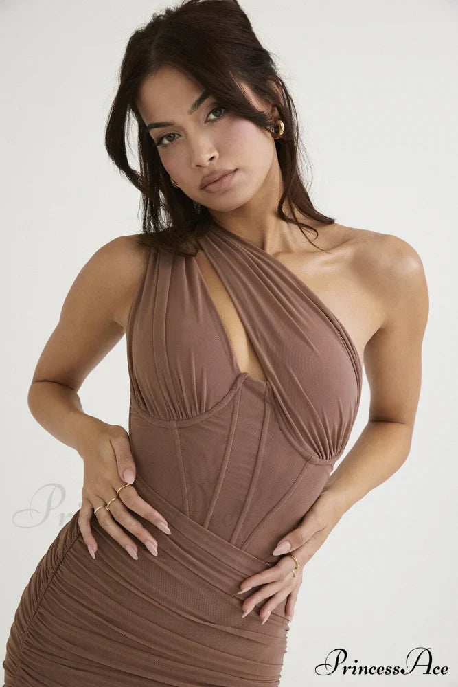 Mesh One Midi Elegant Bodycon Warm-Season Shoulder Dress image 7