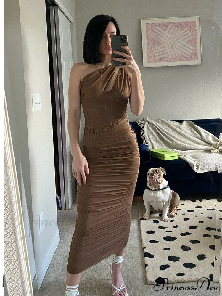 Mesh One Midi Elegant Bodycon Warm-Season Shoulder Dress image 3