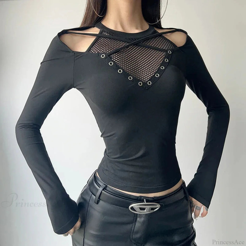 Mesh Patchwork Knitted Top image 2