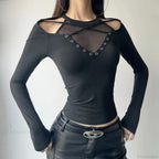 Mesh Patchwork Knitted Top image 2