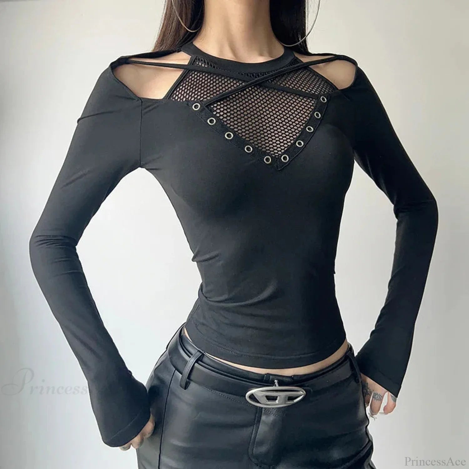 Mesh Patchwork Knitted Top image 2