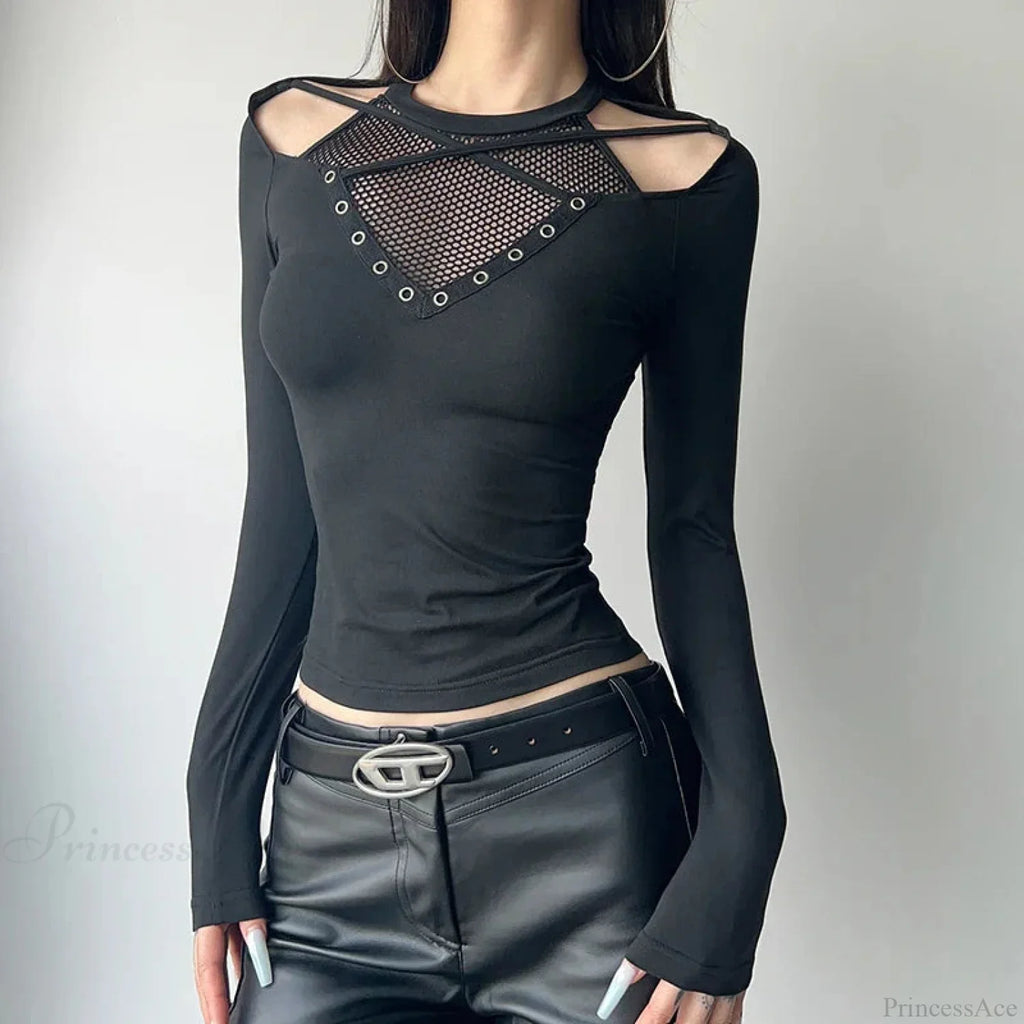 Mesh Patchwork Knitted Top image 3