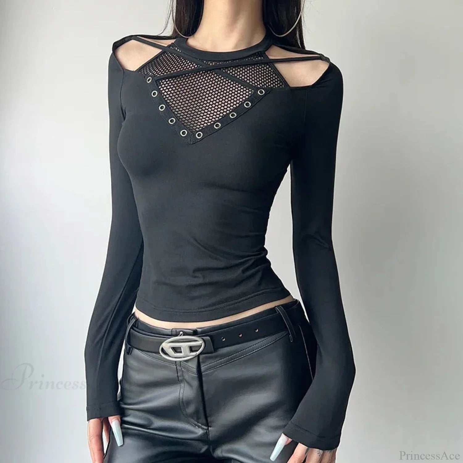 Mesh Patchwork Knitted Top image 3