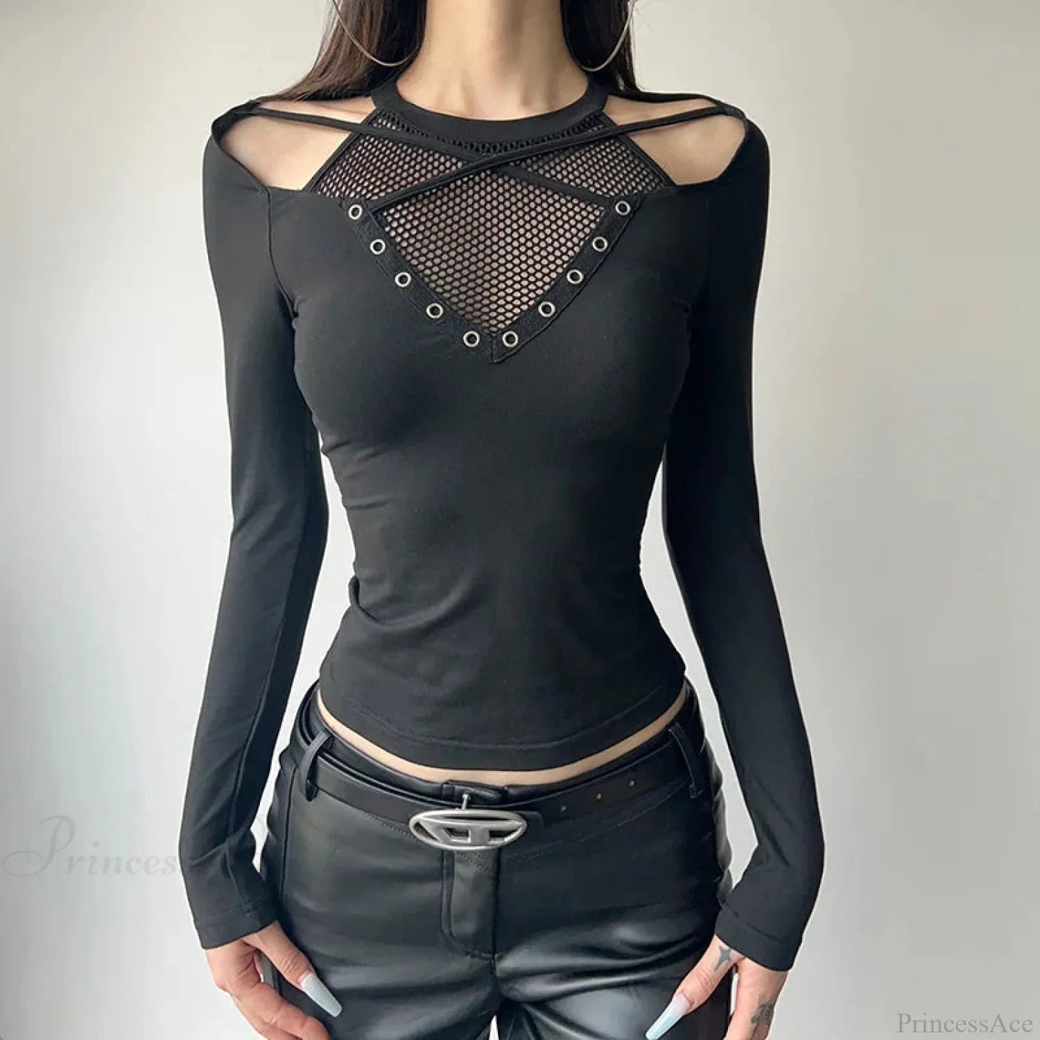 Mesh Patchwork Knitted Top image 1