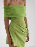 Mesh Patchwork See-Through Mini Dress image 7