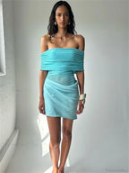Mesh Patchwork See-Through Mini Dress image 2