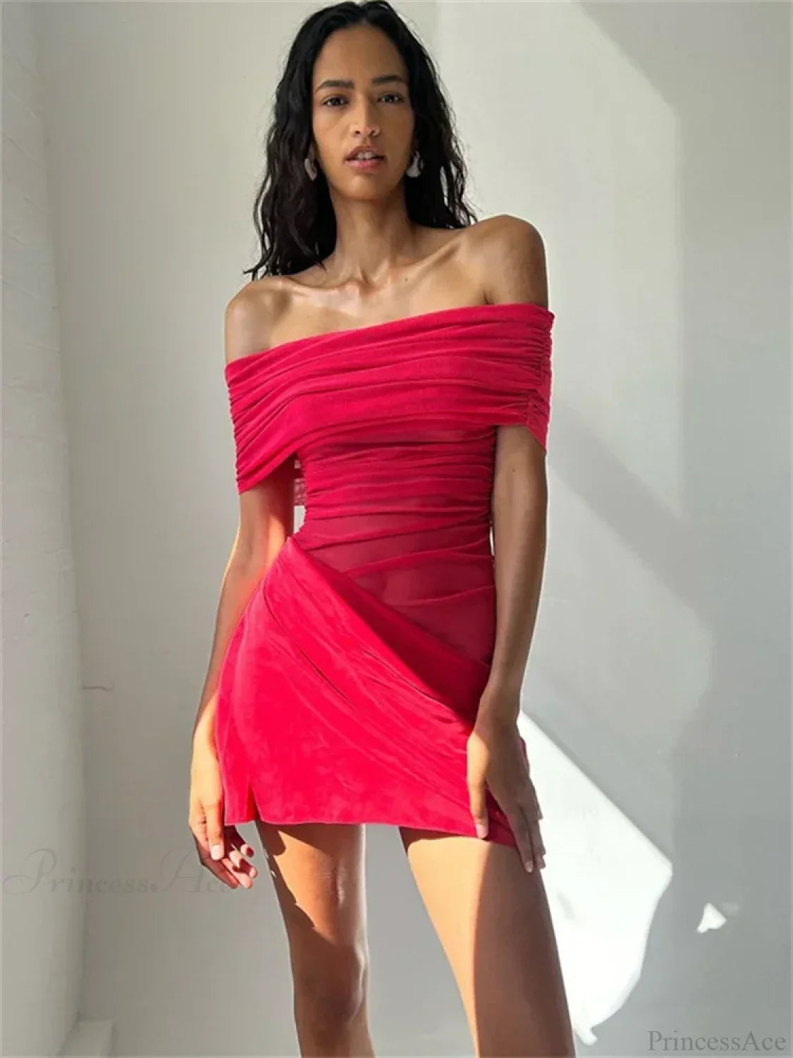 Mesh Patchwork See-Through Mini Dress image 4