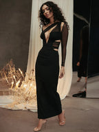Mesh Patchwork Slim Bodycon Vacation Dress image 3
