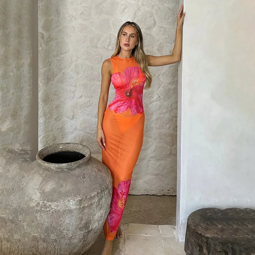 Mesh Perspective Sexy Vacation Dress image 5