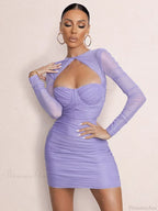 Mesh Pleated Wrap Mini Dress image 2