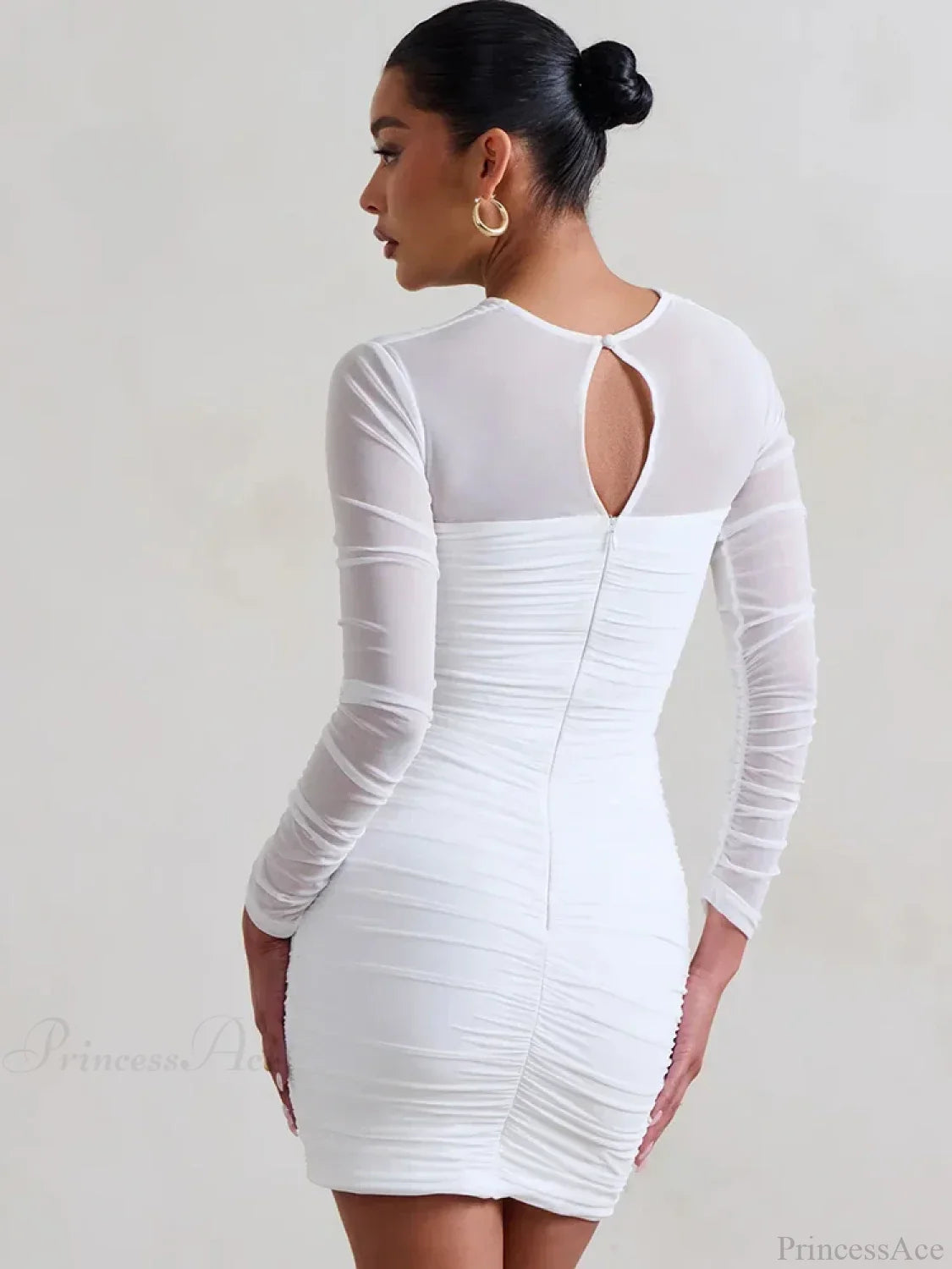 Mesh Pleated Wrap Mini Dress image 6