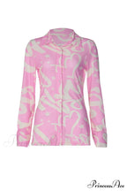 Mesh Printed Blouse in Pink image 4