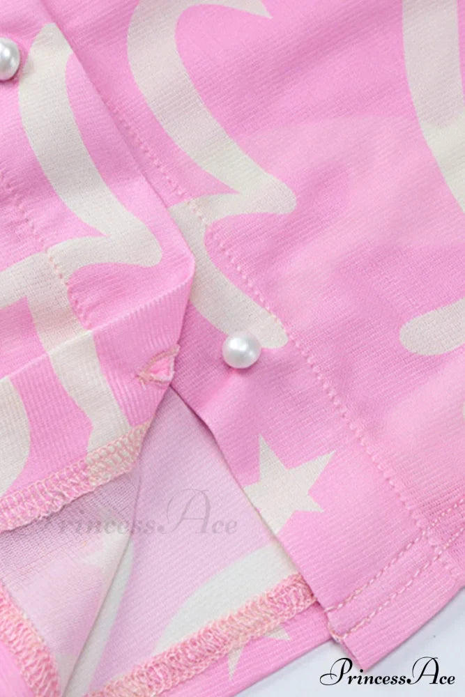 Mesh Printed Blouse in Pink image 6