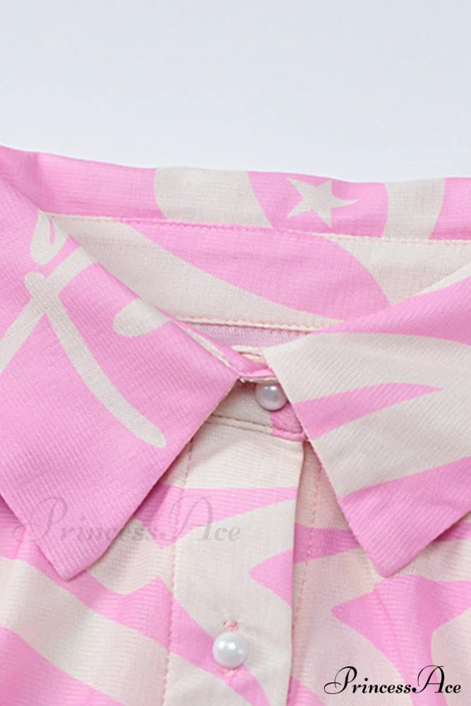 Mesh Printed Blouse in Pink image 5