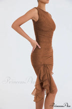 Mesh Ruffle Stylish Sleeveless Midi Dress image 21