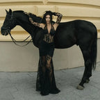 Mesh See-Through Lace Long Party Dress image 3