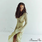 Mesh Transparent Flare Sleeve Cover-Ups Maxi Dress image 4