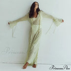 Mesh Transparent Flare Sleeve Cover-Ups Maxi Dress image 3