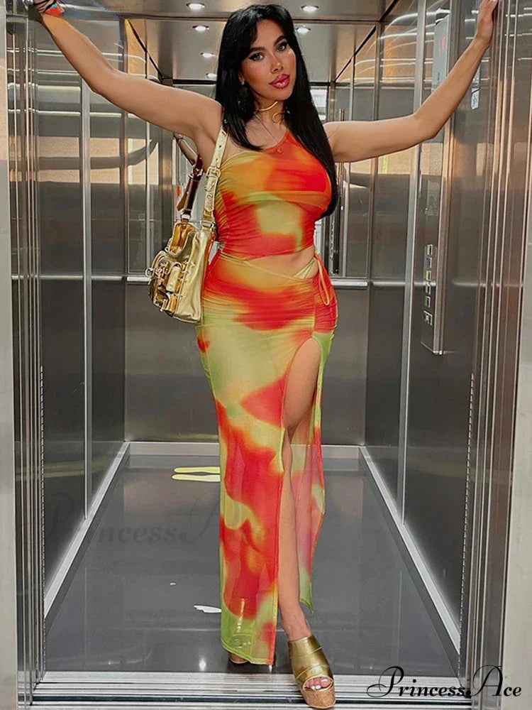 Mesh Two Piece Set Maxi Dress image 2