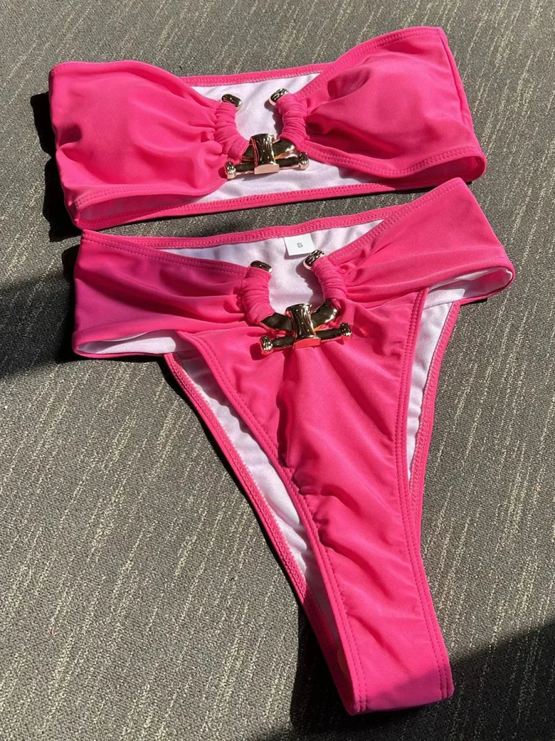 Metal Buckle High Waist Bikini Set image 8