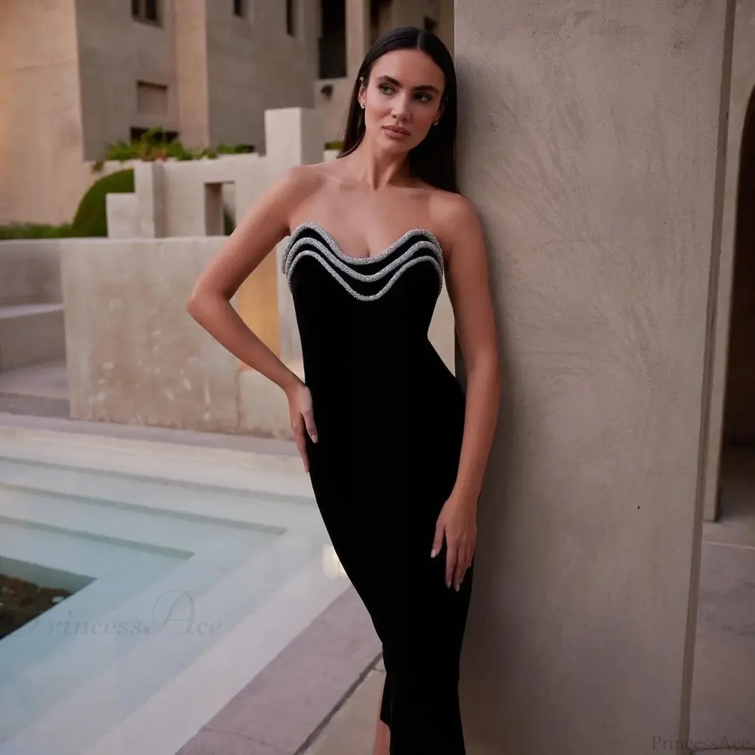 Metal Chain Black Bandage Party Dress image 2