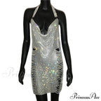 Metal Diamond Nightclub Sexy Backless Flash Dress image 7